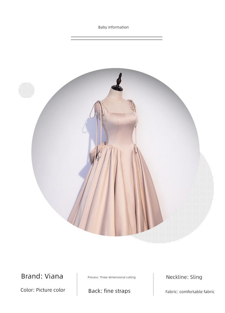 bow Evening dress female Advanced sense host French high-end atmosphere costume Bel Canto solo vocal music Art examination