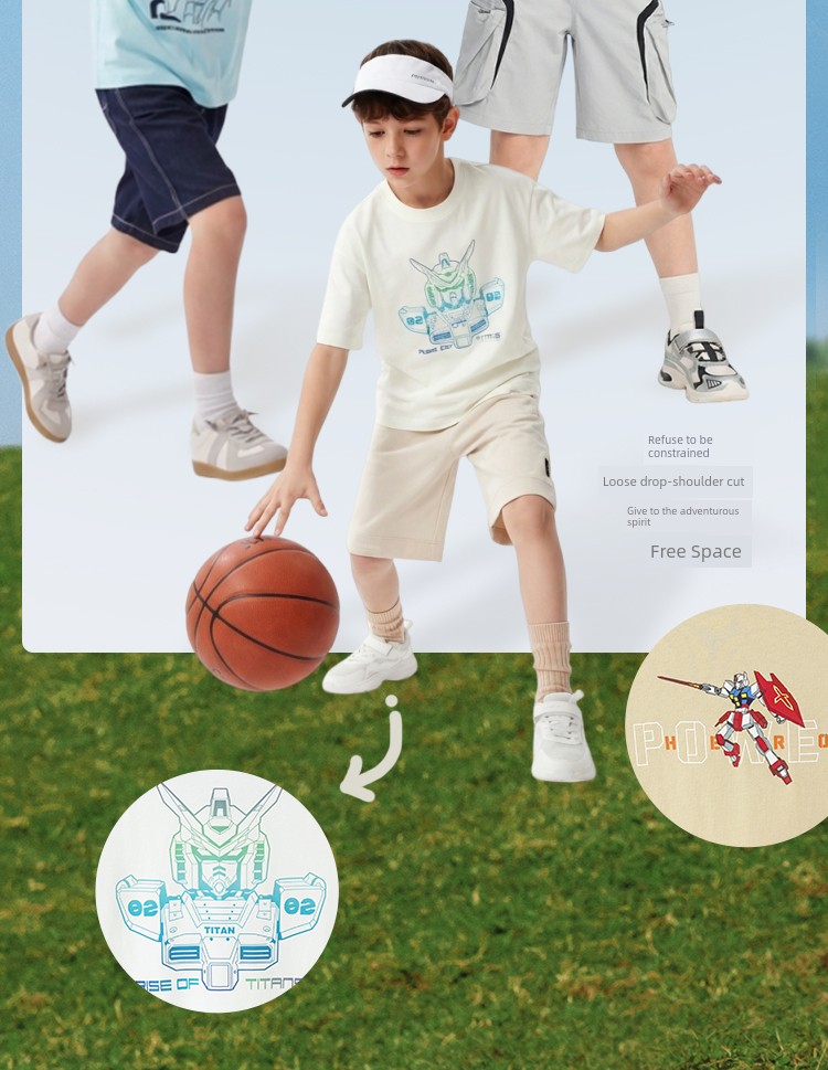 Balabala Short Sleeve Tops Casual Pure Cotton Children's Clothing — 11