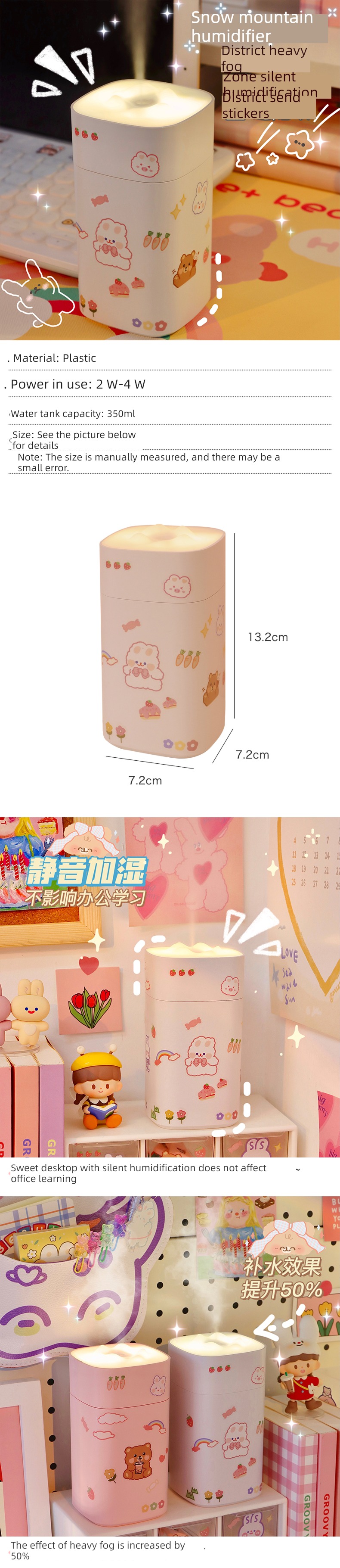 ins desktop Humidifier charge Mini household Silence student dormitory lovely atmosphere humidification small-scale Large spray