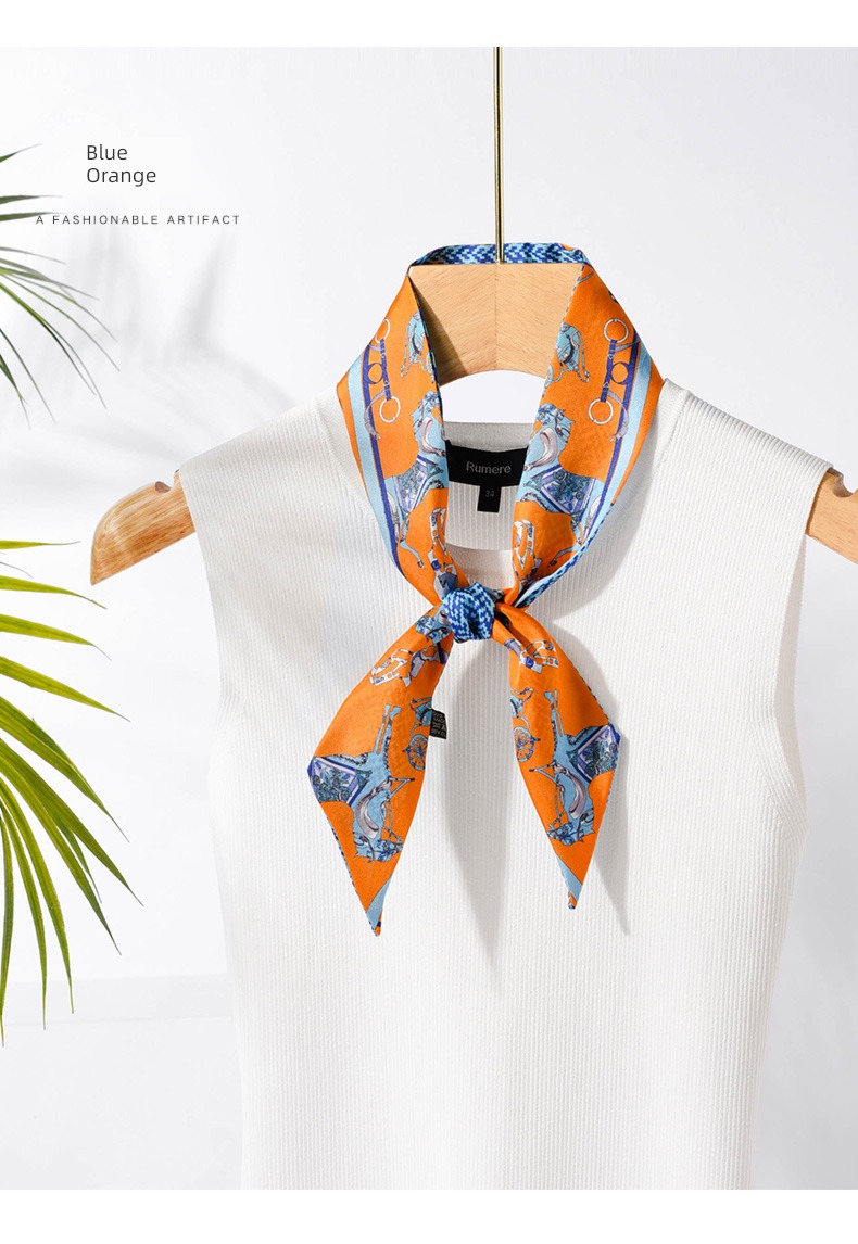 Handle Binding bag Twill silk Thin and narrow Small strip Silk scarf