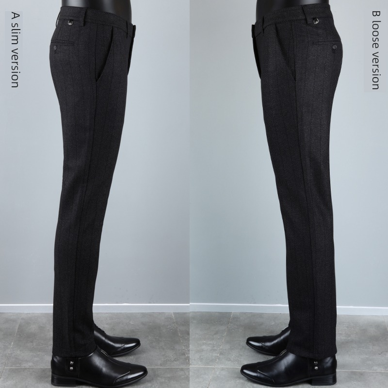 business affairs middle age High waist Wool Thick style man Casual pants