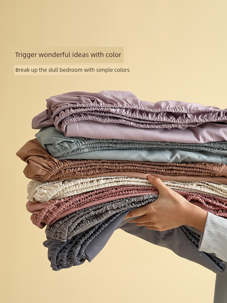 Mercury Home Textiles Class a Pure Cotton Fitted Sheet Single Piece 100% Pure Cotton Mattress Protector Simple Solid Color Household Bedding