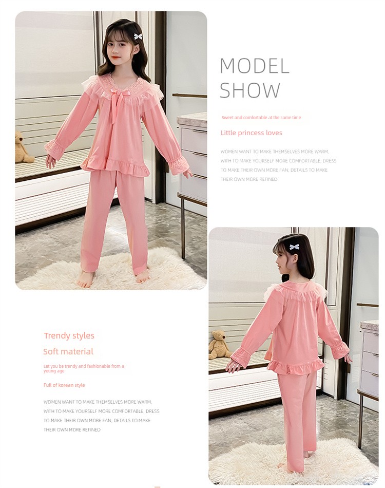 2026 New Long-Sleeved Princess-Style Autumn Home Wear Set for Older Girls, Children's Pajamas for Girls, Spring and Autumn Style — 10
