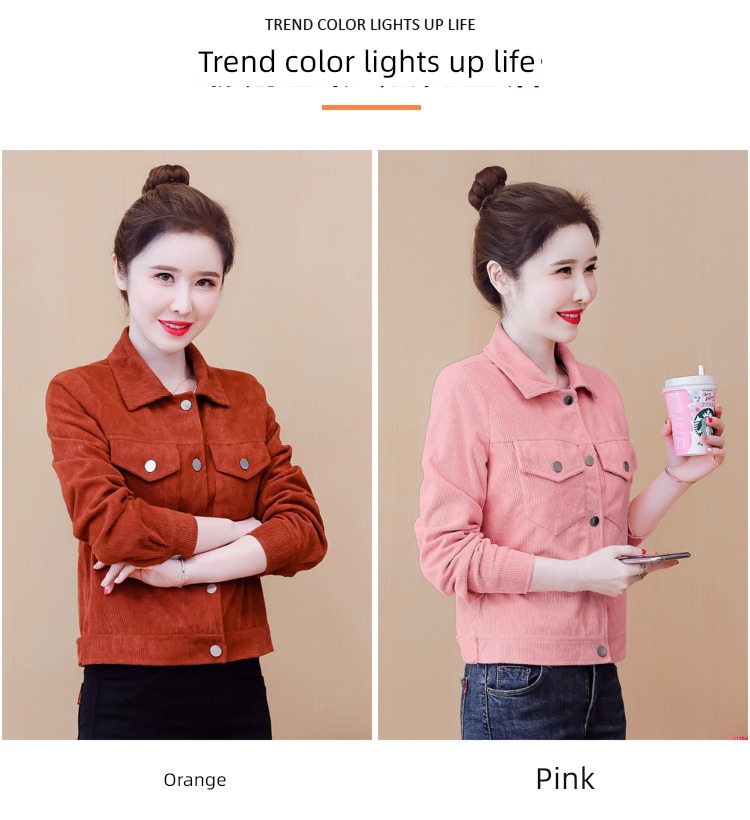 spring and autumn winter Foreign style corduroy ma'am short coat