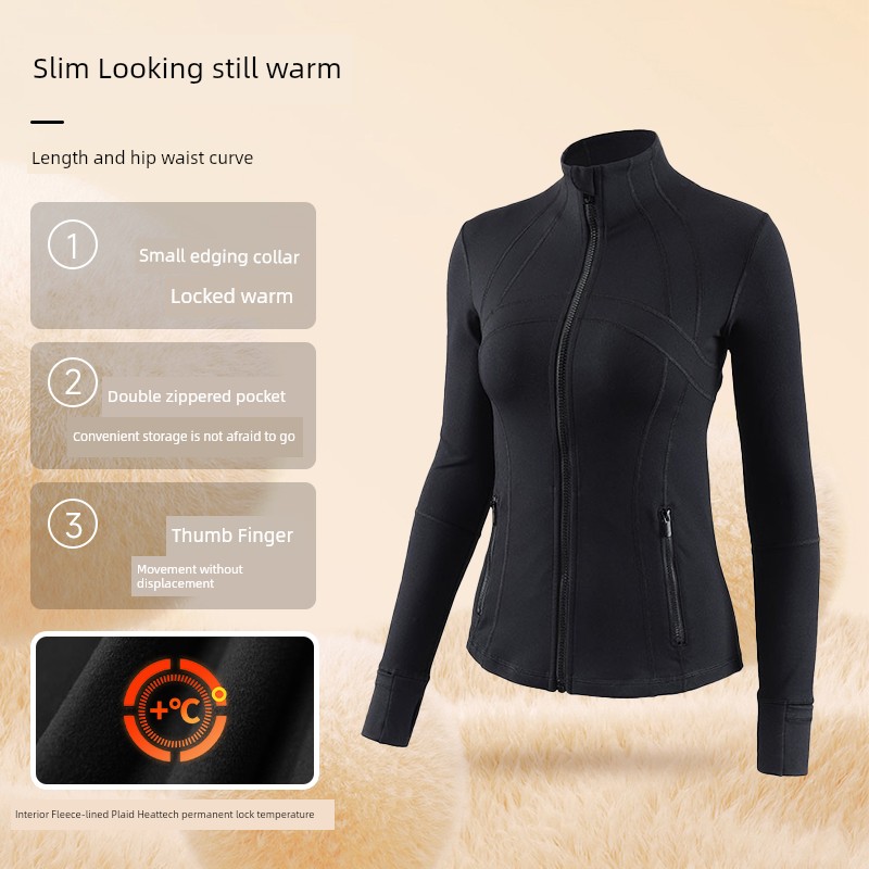 MLD Sports Outwear Women's Spring Stand Collar Zipper Slim Fit Slim Looking Long Sleeve Yoga Wear Running Training Workout Top