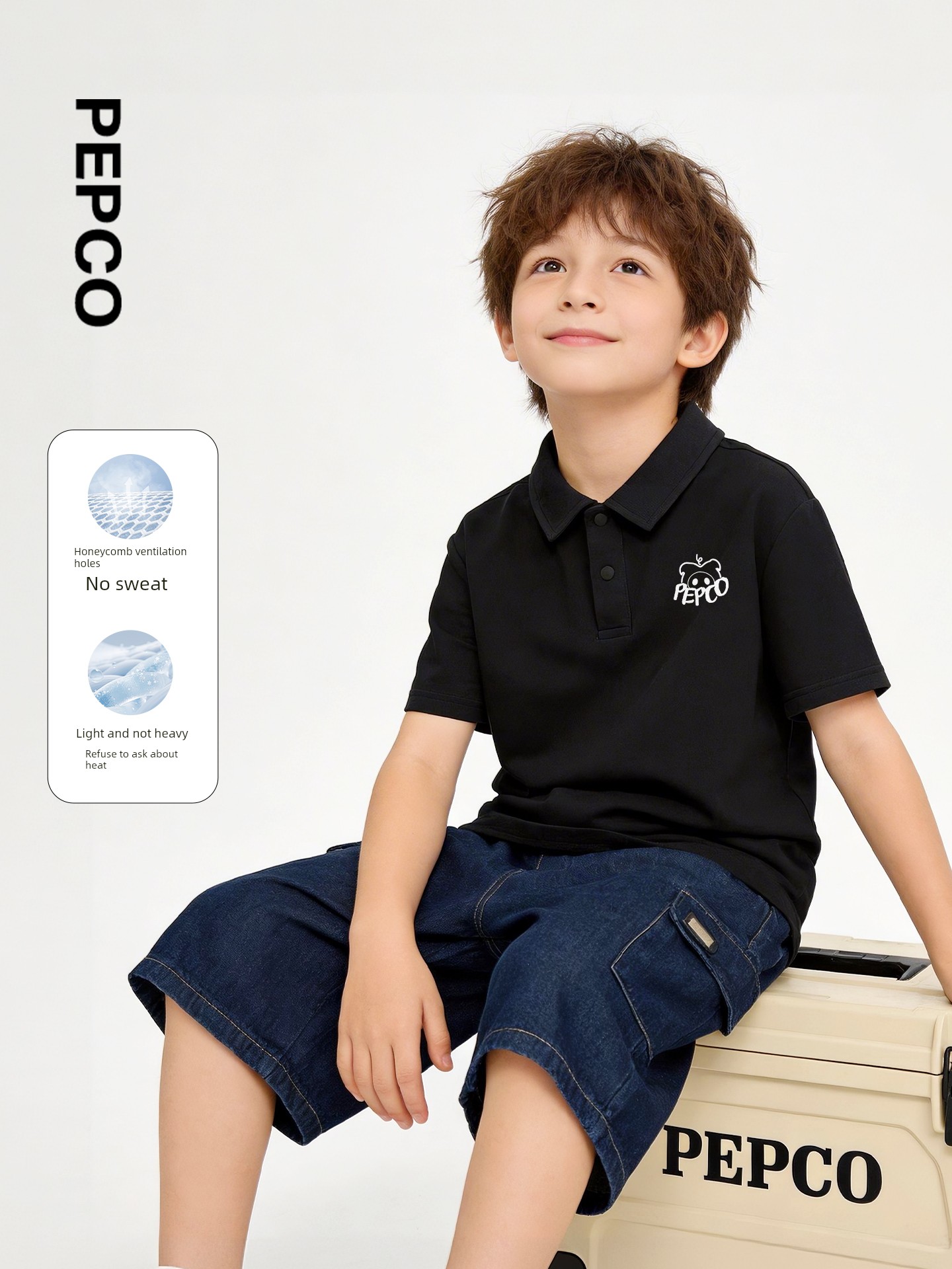 Piggy Banner Boys' Short-Sleeved T-Shirt 2026 New Style Kidsren's Polo Shirt Boys Loose White Lapel Top Pc — 2