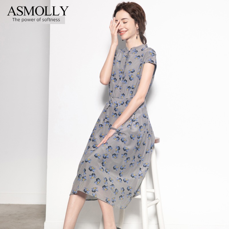 Women grace temperament Dress Spring and summer clothes mulberry silk