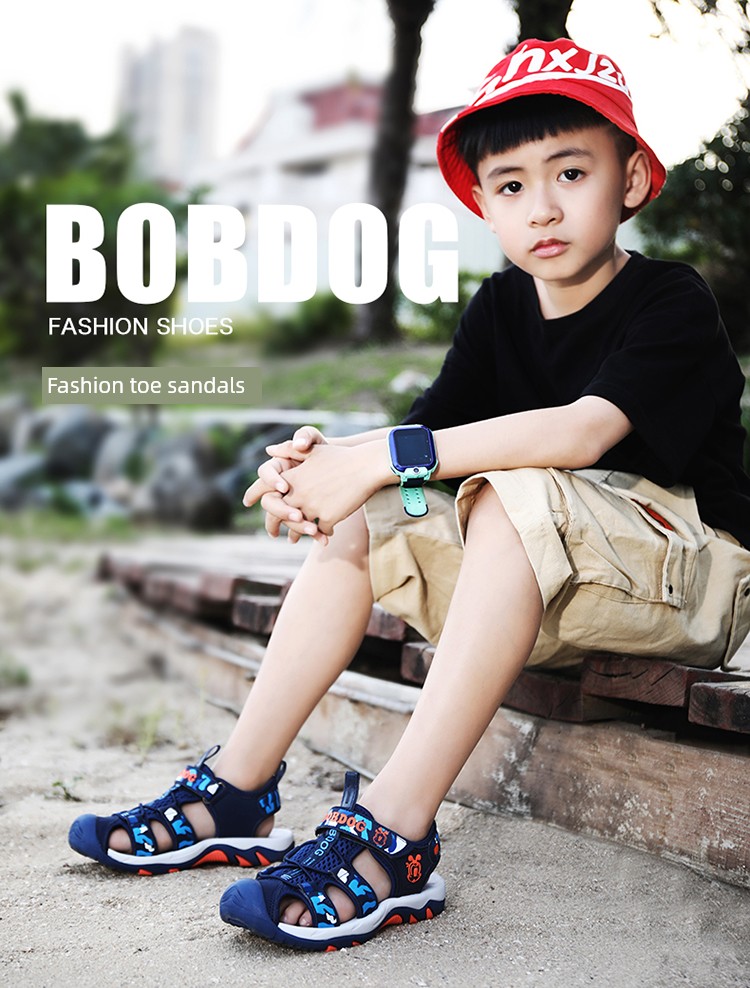 Bobdog Sandals Summer Kids Casual Beach Shoes Boys Toe Box Soft Bottom Non Slip Boys Medium and Large Children's Shoes — 2