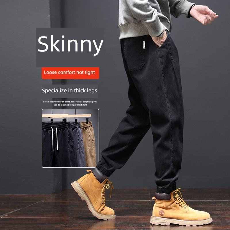 Harlan Autumn and winter Plush black work clothes man Casual pants