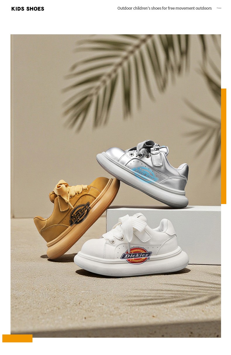 Dickies Medium and Large Children's White Shoes for Boys and Girls 2026 Autumn New Thick-Soled Non-Slip Kidsren's Sports and Casual Shoes — 8