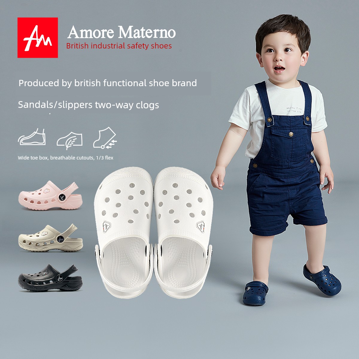 Amore Materno Kidsren's Summer Clogs for Boys and Girls, Non-Slip Baby Indoor Bathing Slippers