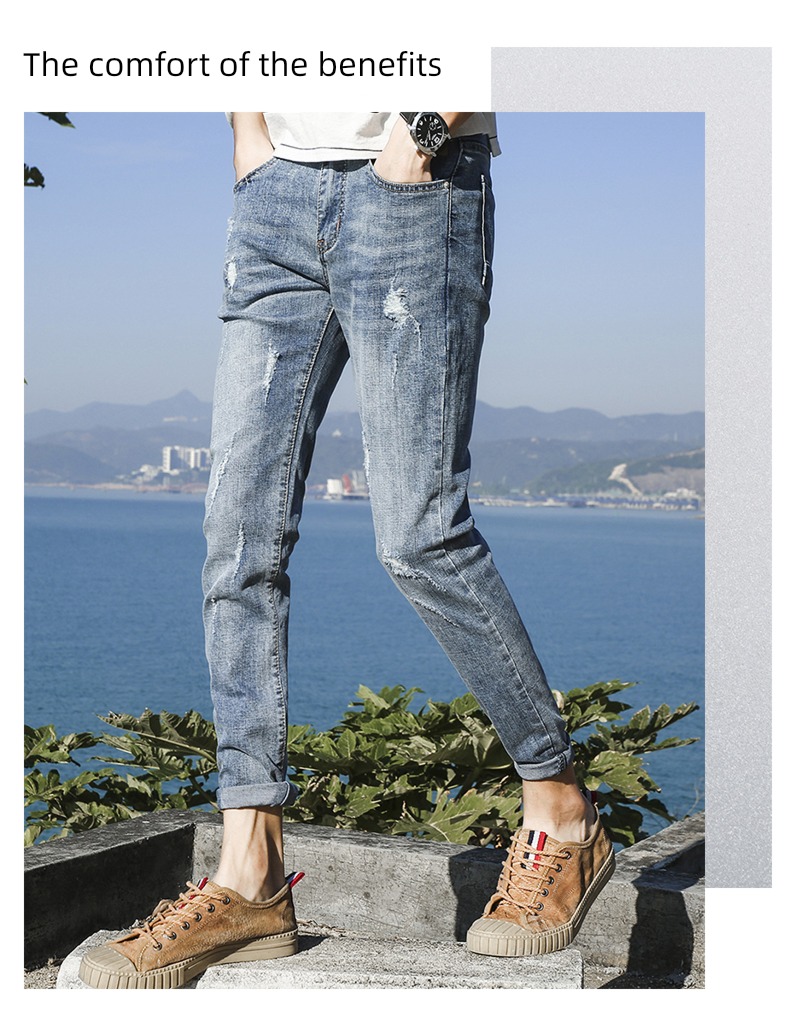 dandy hole autumn Nine points man Jeans