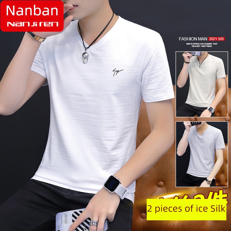 NGGGN man easy Versatile V Collar short sleeve T-shirt