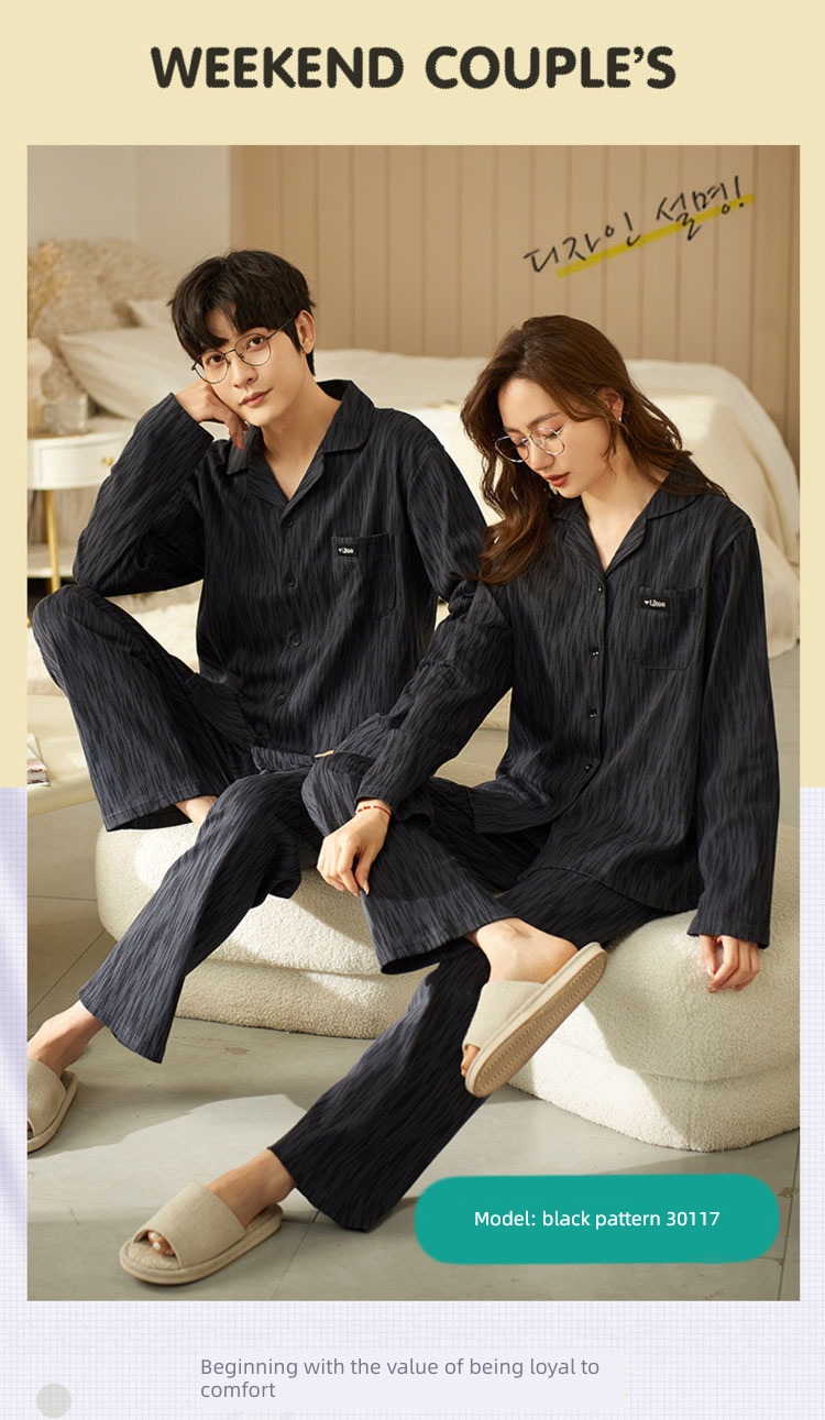 Spring and Autumn pure cotton Han Fan Cartoon female lovers pajamas