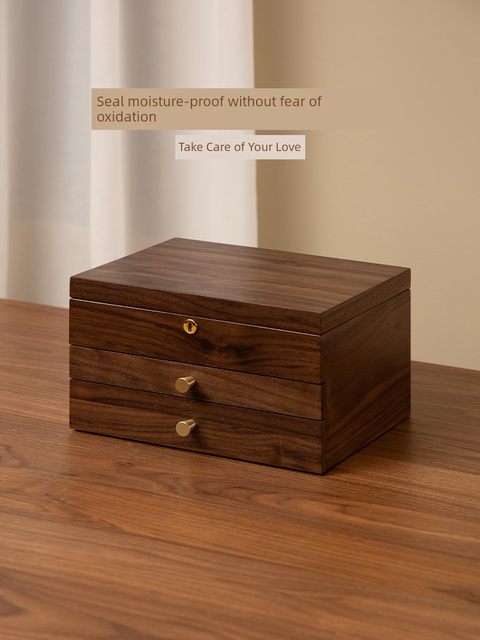 Fanhan Wooden jewelry box with lock Jade Jade bracelet Gold jewelry box Luxury high-end hand jewelry storage box