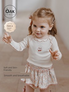 【新品】Oak Family女童长袖t恤儿童打底衫秋装圆领纯色上衣