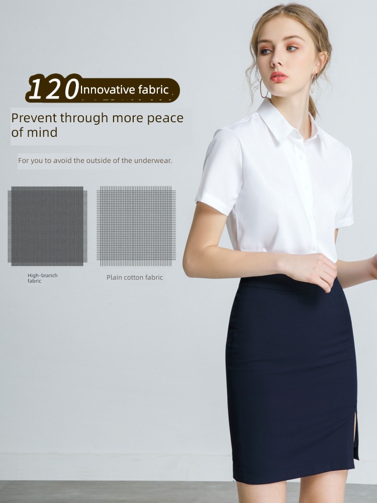 white ma'am shirt summer interview work clothes Short sleeve