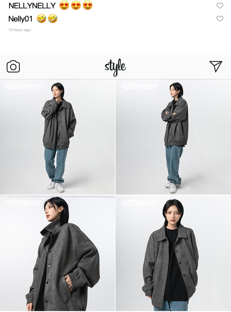 Filature Autumn and winter Button easy BF wind Bomb Street Suede