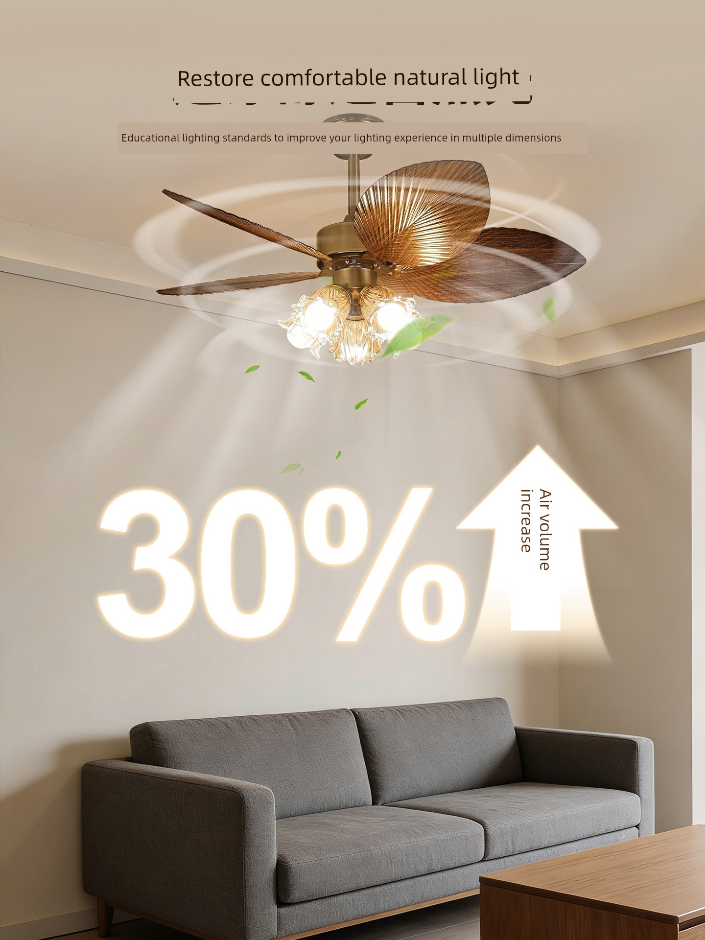 Living Room, Dining Room, Silent, Mid-Century Style, French Style, Bedroom, Study, Retro Fan Lamp, American Style Ceiling Fan Lamp, Wabi-Sabi Style R335