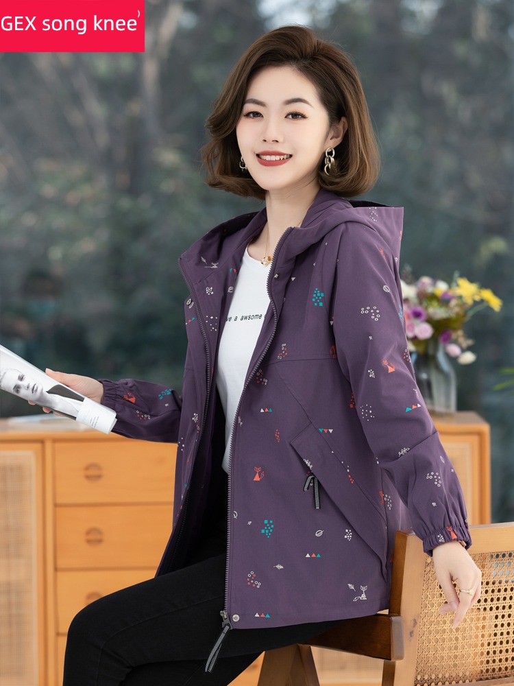 fashion winter Middle aged and elderly mom Plush Windbreaker Cotton
