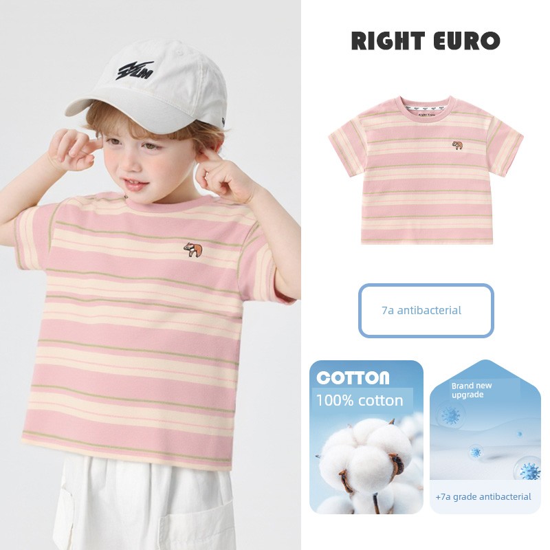 Boys' Pure Cotton Short-Sleeved T-Shirt Summer Thin Half-Sleeved 2026 New Style Children's Clothing Summer Stylish Top for Kids and Babies — 6