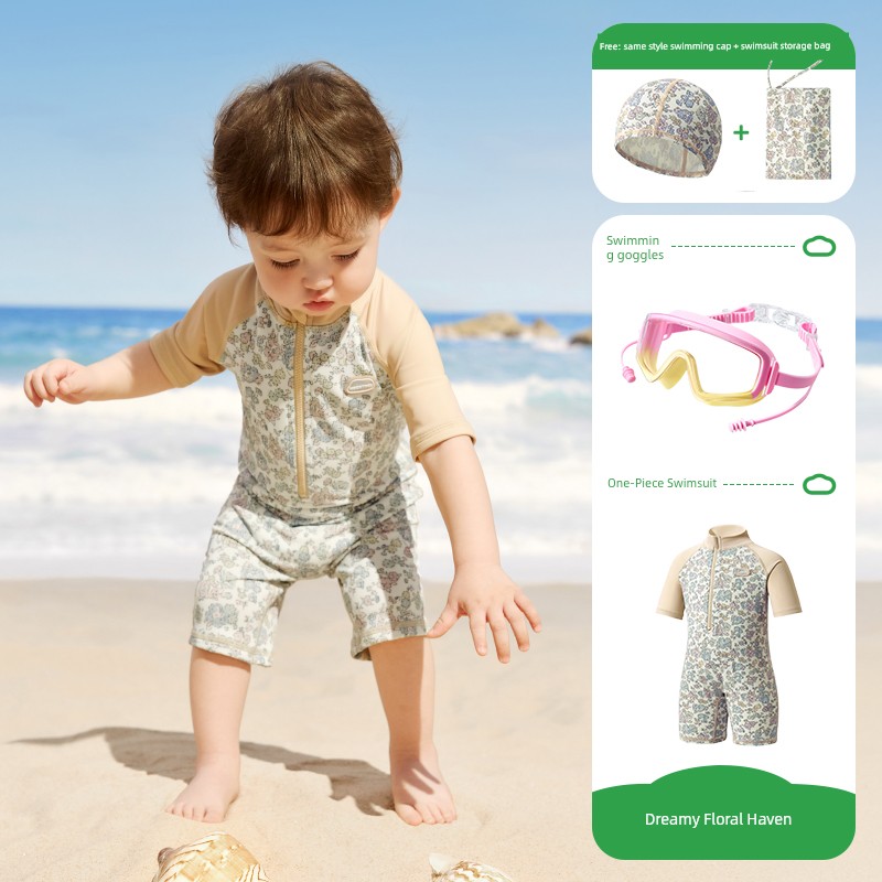 Kk Tree Children's Swimwear Boys Girls Sun Protection Baby Swimwear Toddler Two-Piece One-Piece Swimsuit Infant New Summer Model — 6