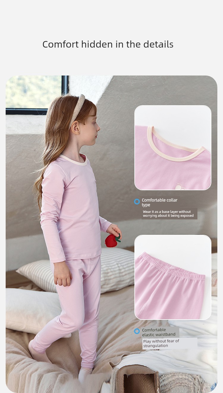 Mini Balabala Boys and Girls Autumn Clothing Set, Soft and Elastic Cotton Thermal Home Wear Underwear Set 2026 Autumn and Winter — 5