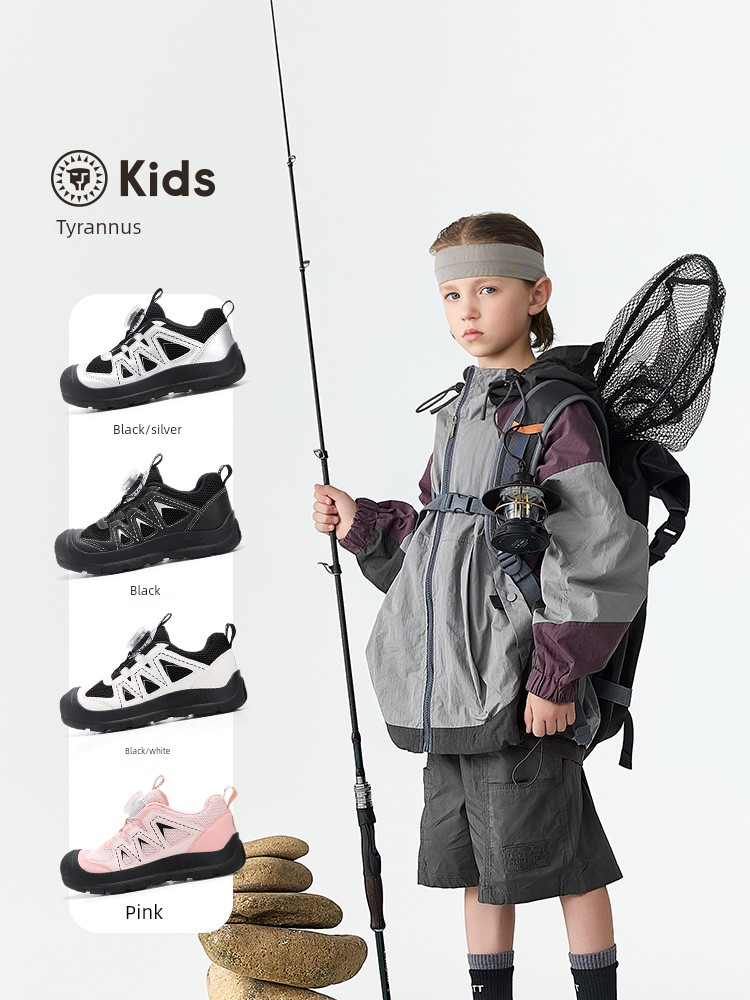 Tyrannis Children's Sports Shoes Autumn Style Boys' Outdoor Non-Slip Hiking and Mountaineering Shoes Girls' Closed-Toe Camping Shoes