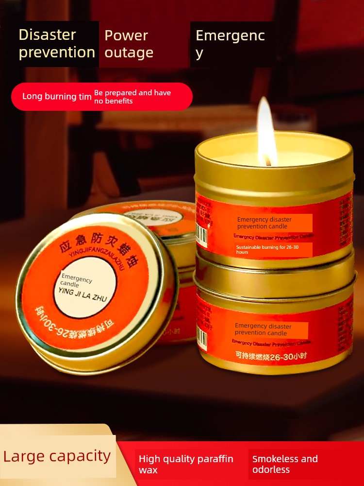 Emergency Candle for Disaster Prevention, Survival, Power Outage Lighting, Outdoor Household Use, Windproof, Smokeless, Odorless Candle, Iron Box, Waterproof, War Preparedness