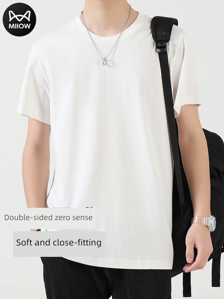 MiiOW  man Water soft cotton white Short sleeve T-shirt