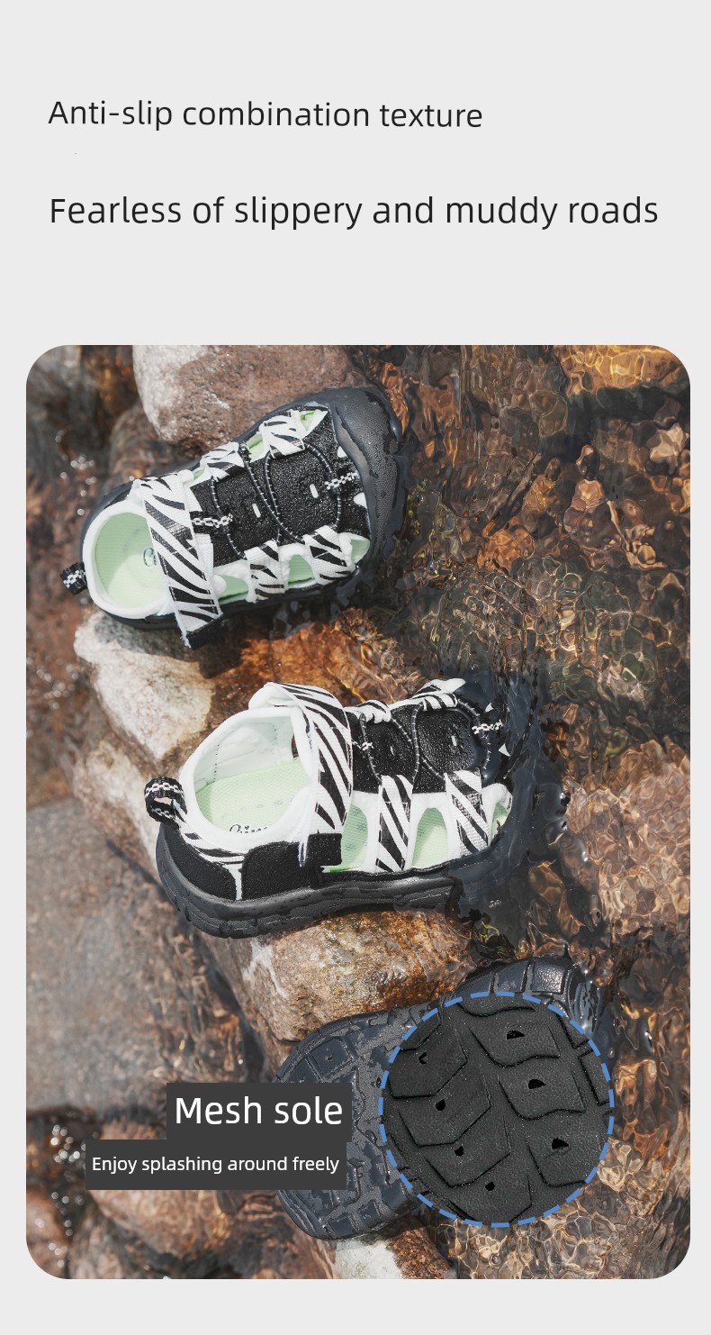 Summer Minority Simple Soft Bottom Closed Toe Zebra Toddler Shoes — 9