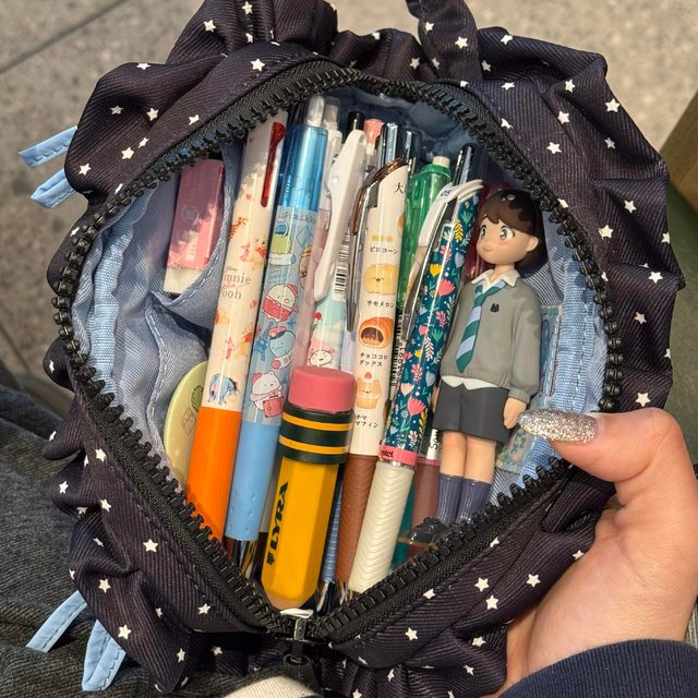 饺子花边少女心笔袋大容量高颜值可爱初高中女学生文具铅笔收纳盒