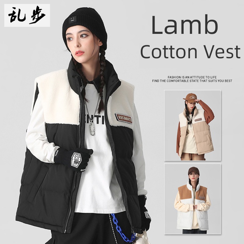 Lamb cashmere Sleeveless vest waistcoat Windbreak cotton-padded clothes Vest