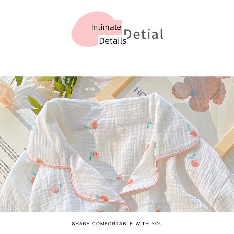 double-deck female Long sleeve trousers Cotton Cherry Simplicity pajamas