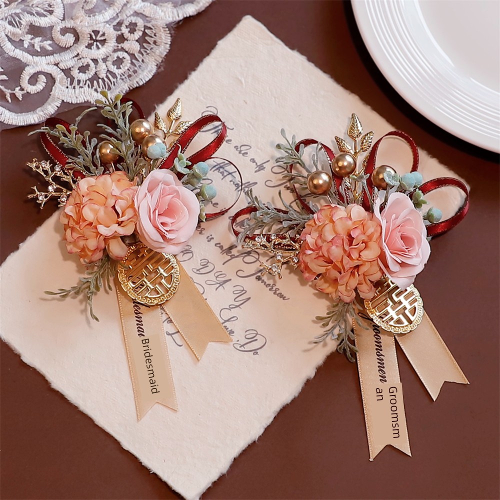Beautiful Forest-Style Bride and Groom Wedding Corsage, Complete Set for Family, Parents, Boutonniere, Groomsmen, Bridesmaids, Brooch, Wrist Flower