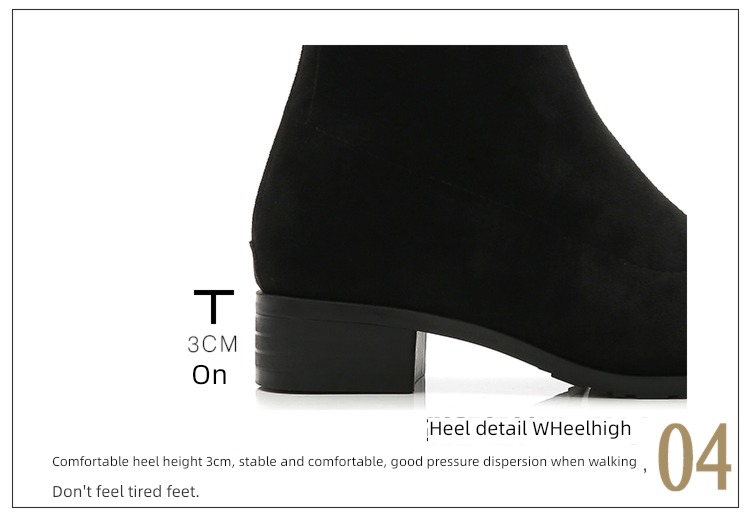 Thick heel Show thin Big size black Versatile Socks Short boots