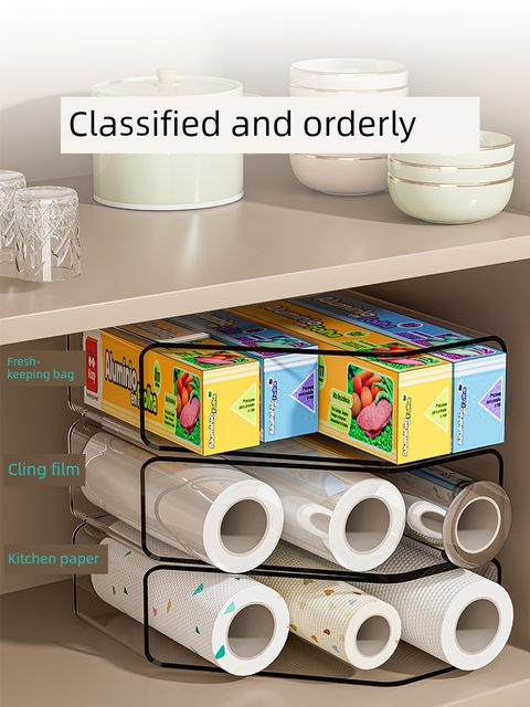 Kitchen plastic wrap cover storage rack box cabinet seal bag sorting storage rack disposable fresh-keeping bag storage tool