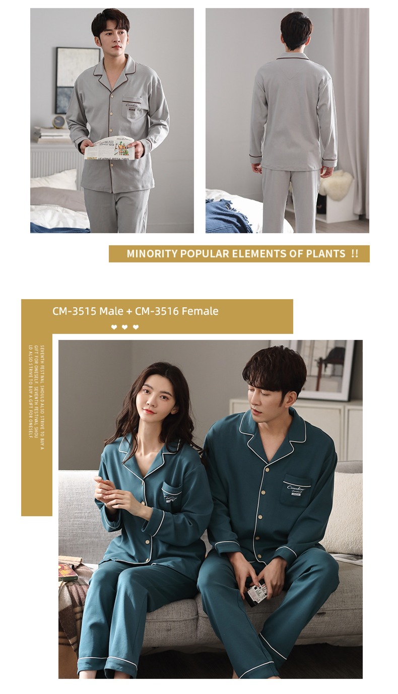 summer female Spring and Autumn Long sleeve man Cotton lovers pajamas
