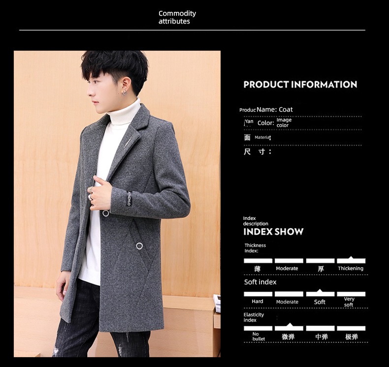 Autumn and winter Medium and long term Woollen cloth Korean version trend loose coat