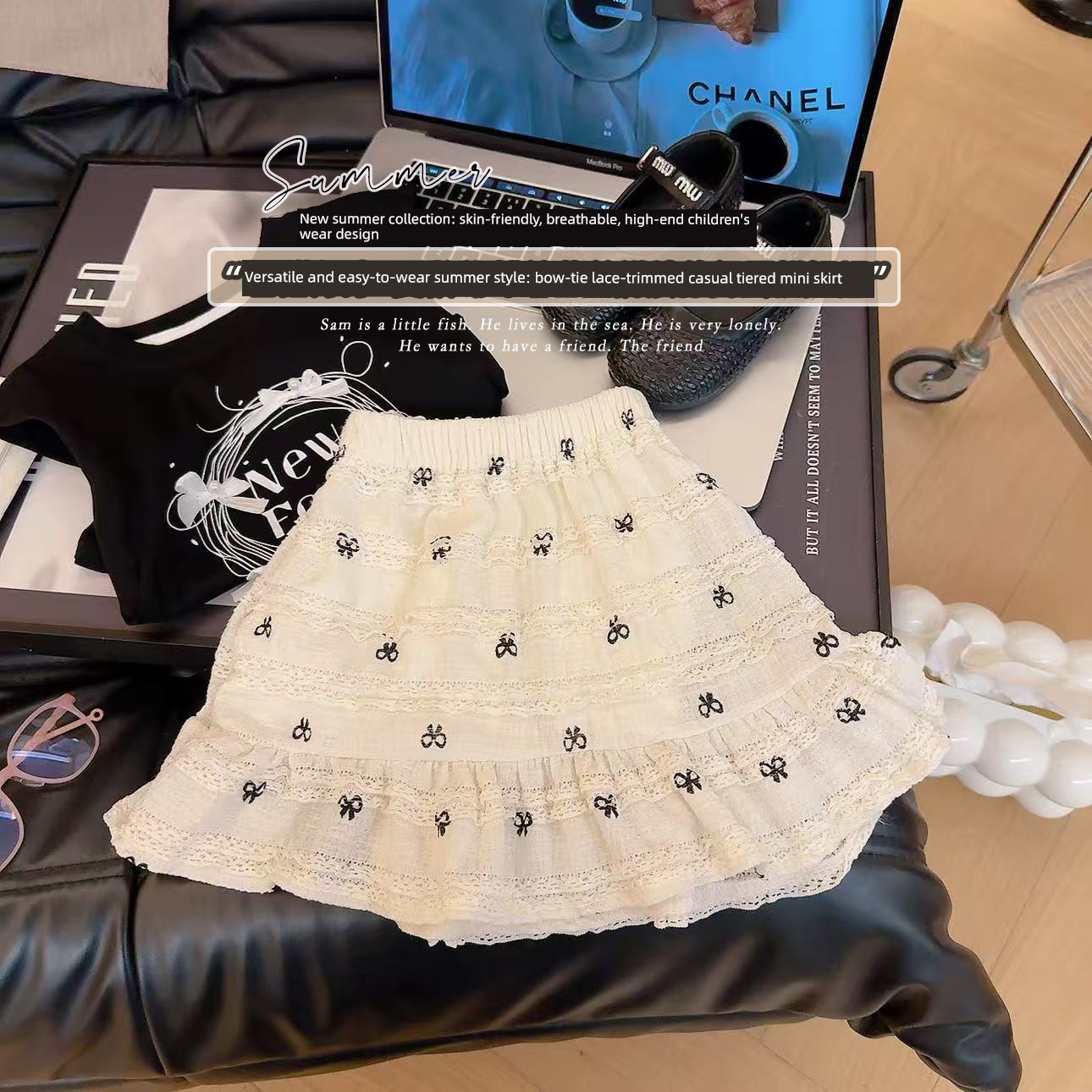 Girls' Bow Lace Cake Skirt Summer New Style Kidsren's Fashionable and Versatile Baby Short Skirt A-Line Skirt — 8
