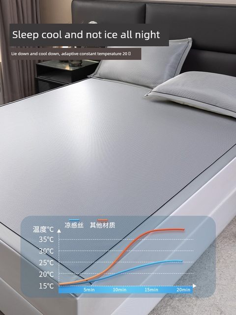 2025 new summer ice silk mat can be washed with machine cool feeling bamboo rattan mat air conditioner soft mat bed sheet three-piece set