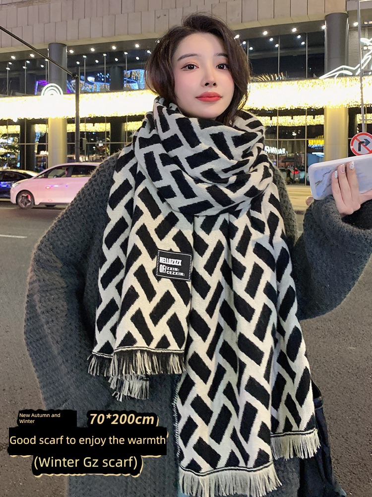 Internet celebrity female Autumn and winter letter ins Pashmina  scarf