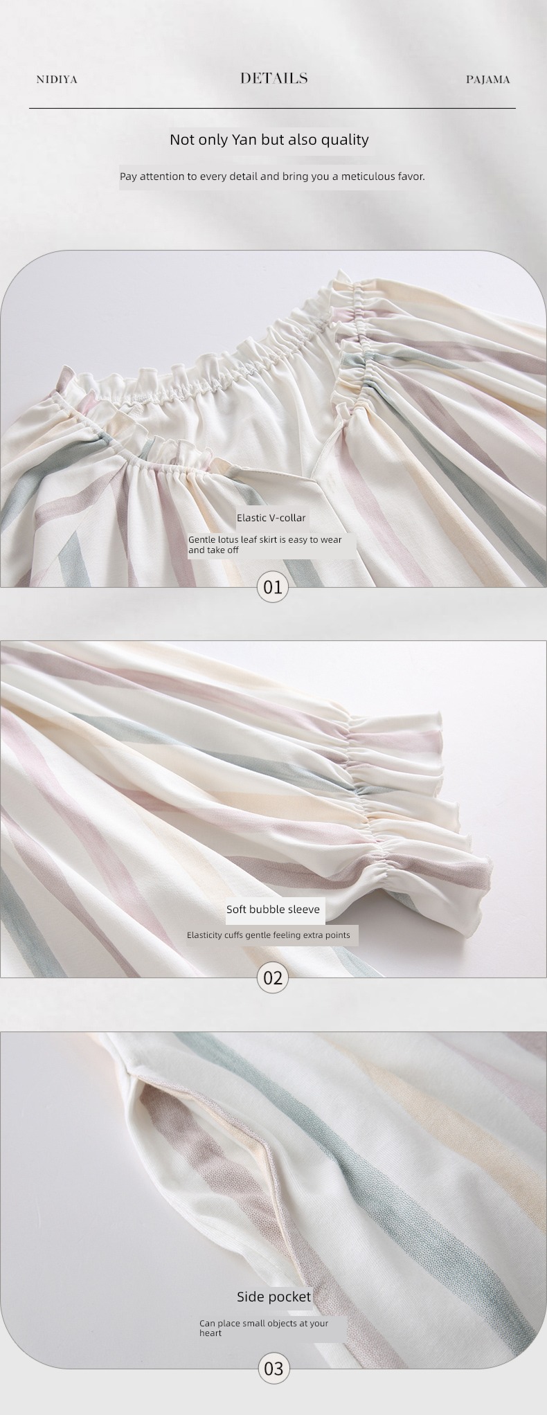 easy Big size summer pure cotton Princess style V-collar Nightdress