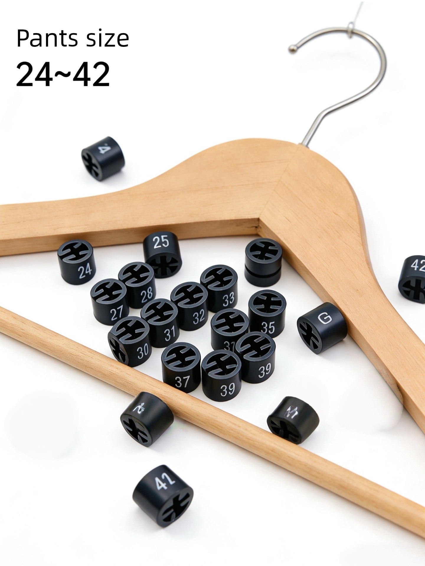 Digital Denim Pants Black Clothing Size Button 24-60 Double-Sided Printing Hanger Size Label