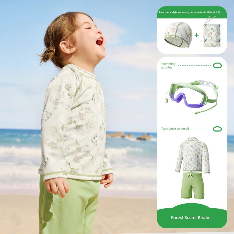 Kk Tree Children's Swimwear Boys Girls Sun Protection Baby Swimwear Toddler Two-Piece One-Piece Swimsuit Infant New Summer Model — 4