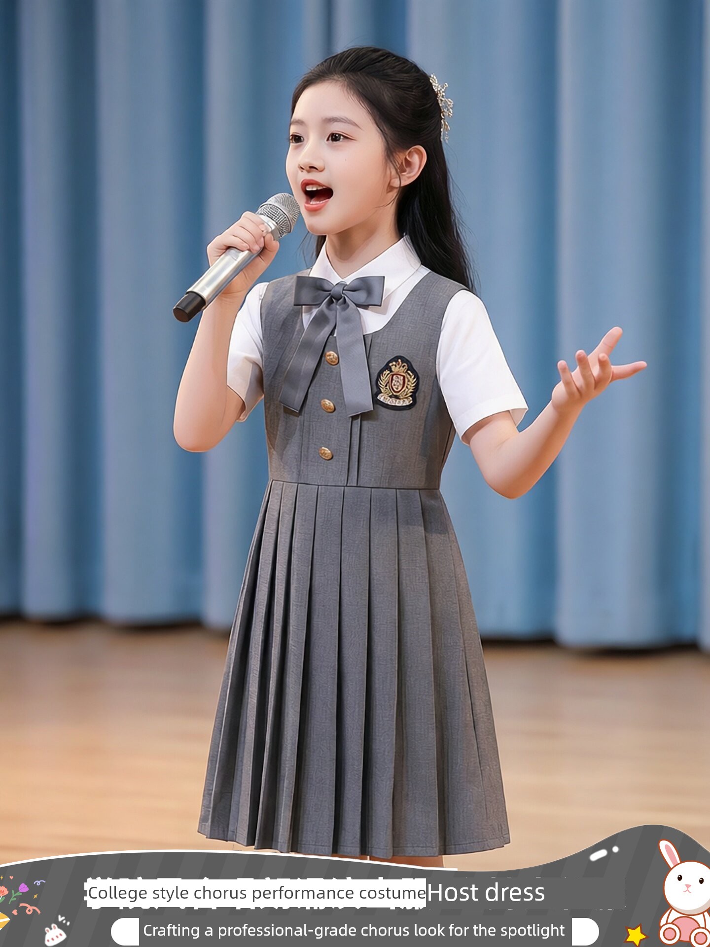 Children's Chorus Performance Costumes, Patriotic Poetry Recitation Costumes for Middle and High School Students, Elementary School Girls' Speech Contest — 3