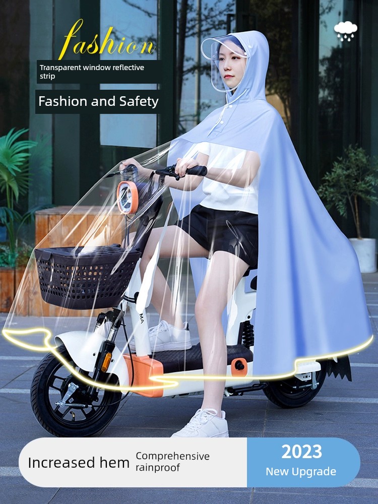 電動自行車女款防暴雨級反光透明電瓶專用雨披常規升級版可選多色可選