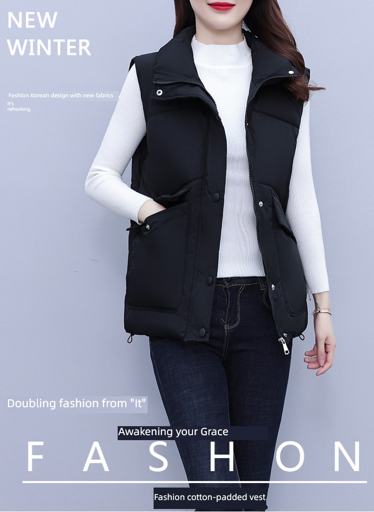 stand collar fashionable Sleeveless waistcoat have cash less than that is registered in the accounts Down cotton Vest