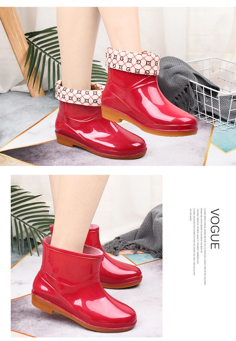 Women's money summer waterproof keep warm Plush thickening Rain shoes