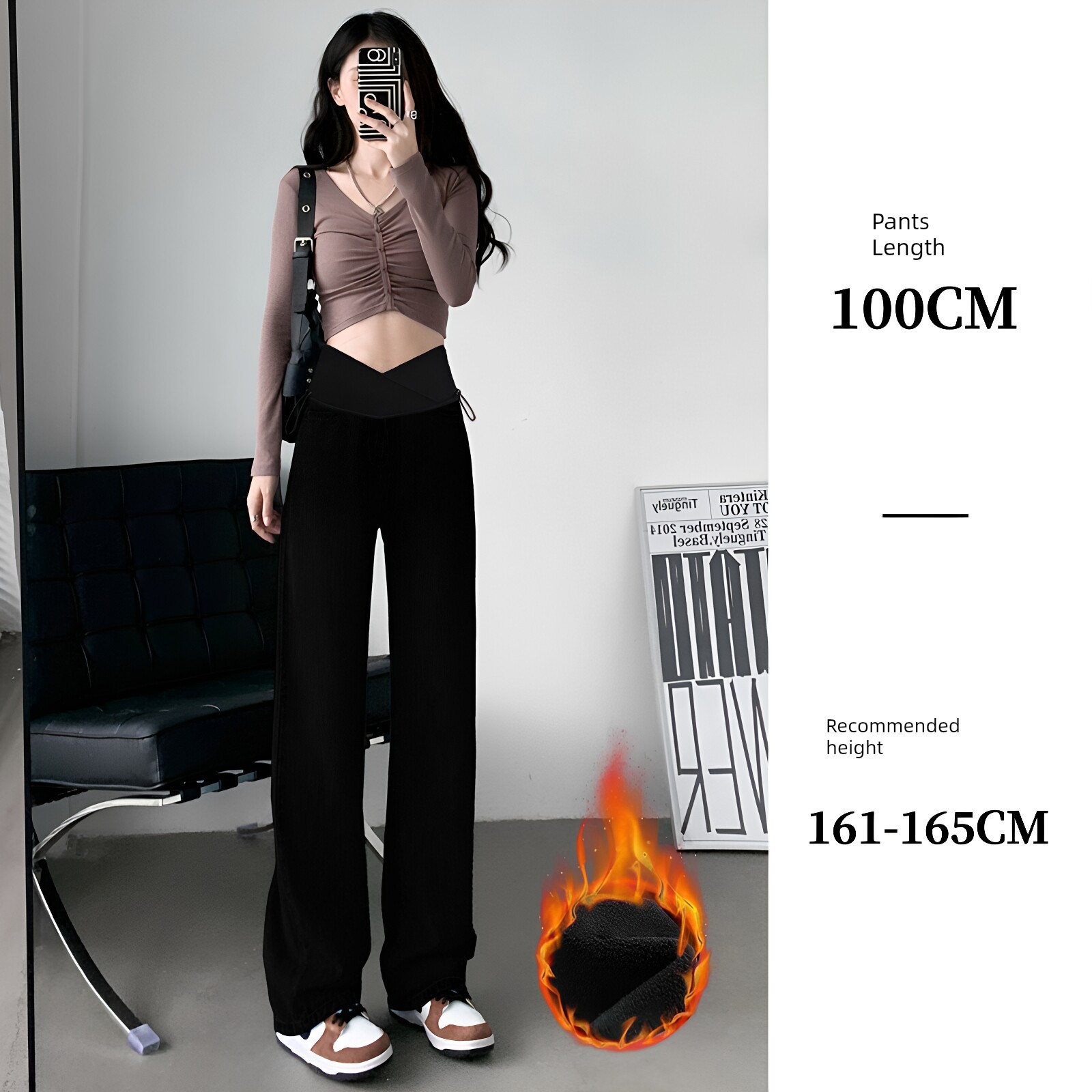 Maternity Pants for Autumn, Black Straight-Leg Pants for Outdoor Wear, 2026 New Style, Low-Waist, Non-Tight on the Belly, Summer Wide-Leg Pants, Autumn Wear — 5